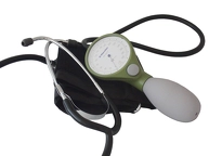 Ciśnieniomierz Ri-San+ w kolorze zielonym, z zintegrowanym stetoskopem