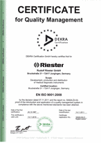 Certyfikat en iso 9001:2008 Riester