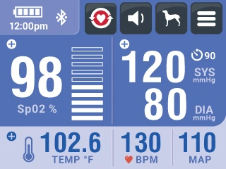 Ekran VET 30 – ciśnienie, SpO₂ i temperatura